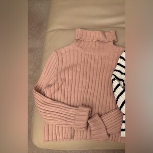 Twik Ribbed Cowl Neck Sweater - Dusty Pink
